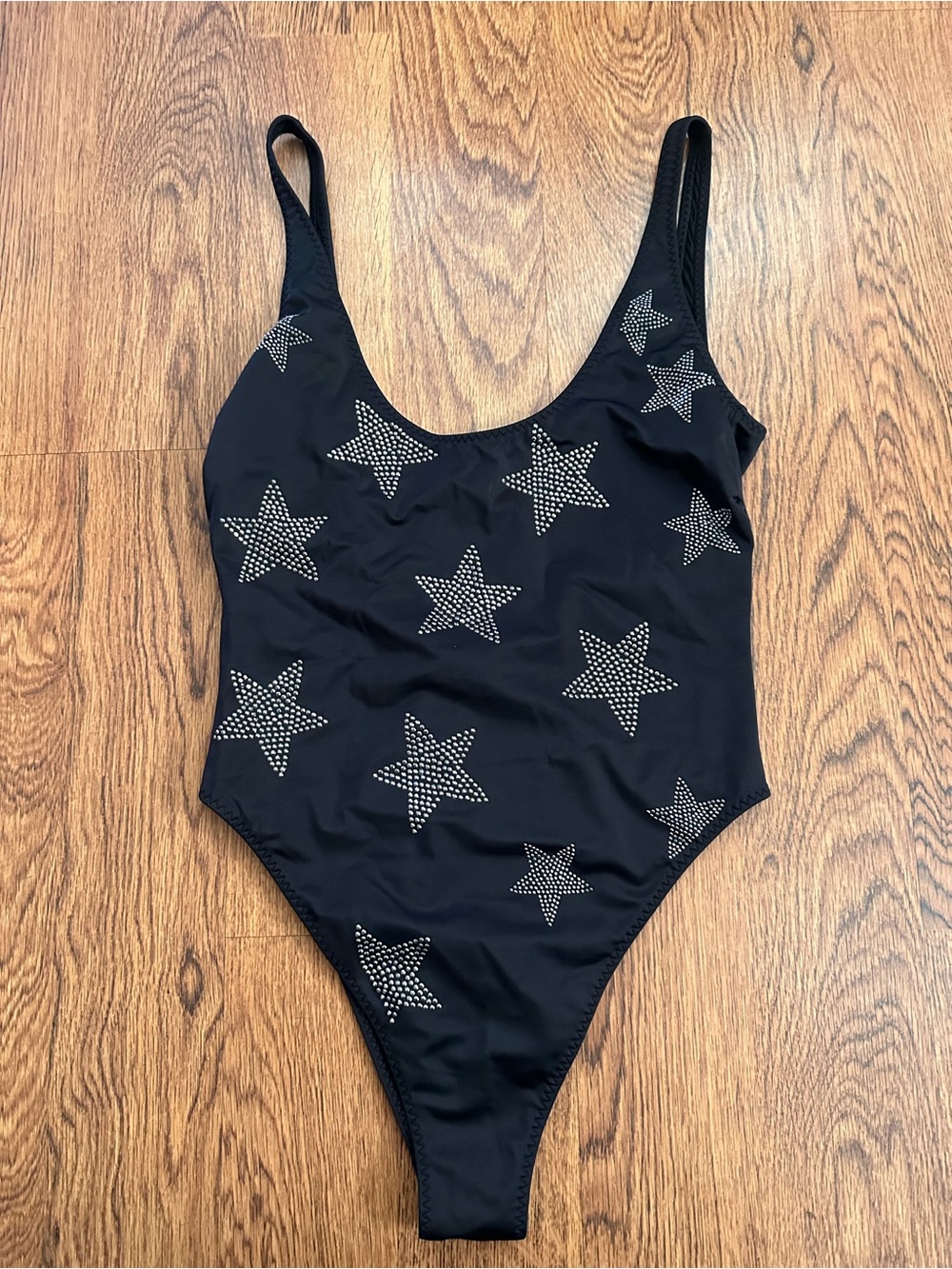 Stella McCartney Black One-Piece Swimsuit with Star Embellishments size large - Picture 3 of 9